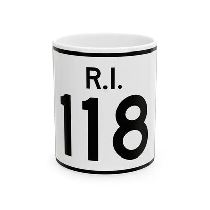 Rhode Island 118 (Rhode Island) (Road Sign) White Coffee Mug 11oz - Go Mug Yourself