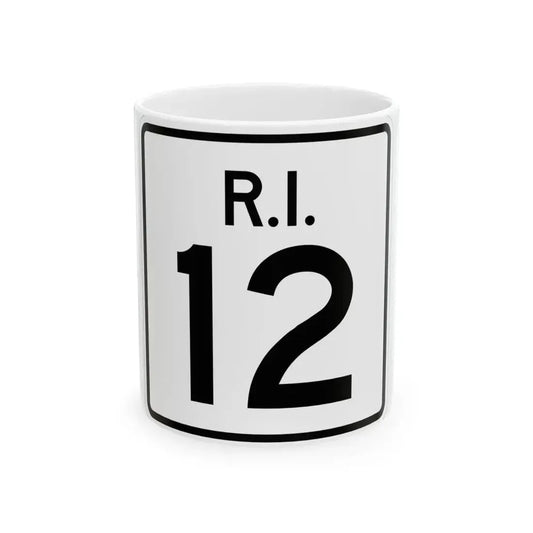 Rhode Island 12 (Rhode Island) (Road Sign) White Coffee Mug 11oz - Go Mug Yourself