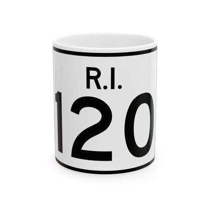 Rhode Island 120 (Rhode Island) (Road Sign) White Coffee Mug 11oz - Go Mug Yourself
