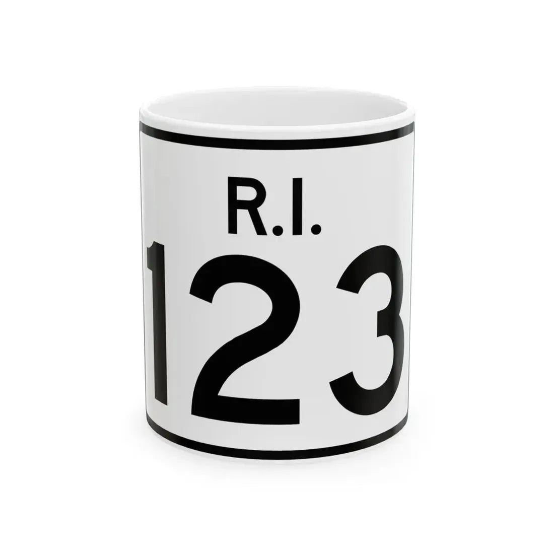 Rhode Island 123 (Rhode Island) (Road Sign) White Coffee Mug 11oz - Go Mug Yourself
