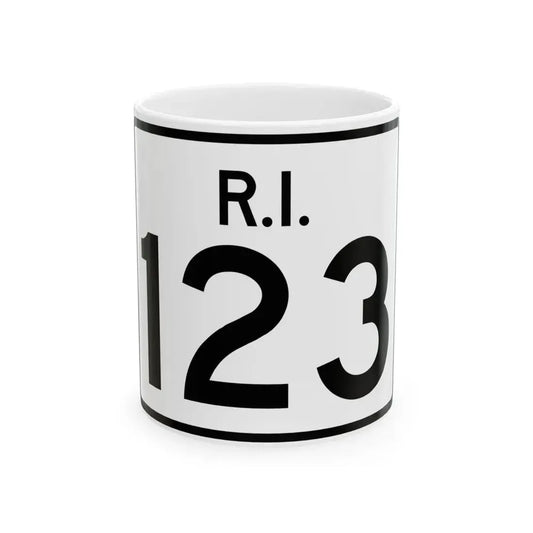 Rhode Island 123 (Rhode Island) (Road Sign) White Coffee Mug 11oz - Go Mug Yourself