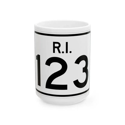 Rhode Island 123 (Rhode Island) (Road Sign) White Coffee Mug 15oz - Go Mug Yourself