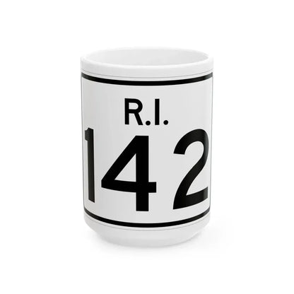 Rhode Island 142 (Rhode Island) (Road Sign) White Coffee Mug 15oz - Go Mug Yourself