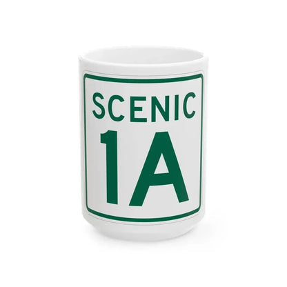 Rhode Island 1A Scenic (Rhode Island) (Road Sign) White Coffee Mug 15oz - Go Mug Yourself