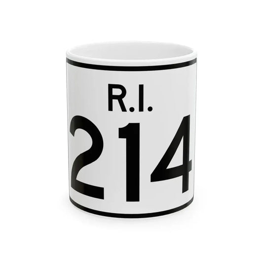 Rhode Island 214 (Rhode Island) (Road Sign) White Coffee Mug 11oz - Go Mug Yourself