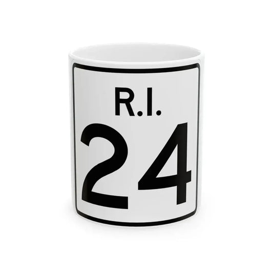Rhode Island 24 (Rhode Island) (Road Sign) White Coffee Mug 11oz - Go Mug Yourself