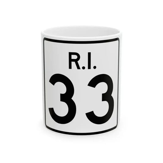Rhode Island 33 (Rhode Island) (Road Sign) White Coffee Mug 11oz - Go Mug Yourself