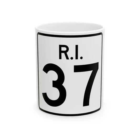 Rhode Island 37 (Rhode Island) (Road Sign) White Coffee Mug 11oz - Go Mug Yourself