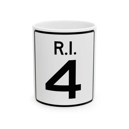 Rhode Island 4 (Rhode Island) (Road Sign) White Coffee Mug 11oz - Go Mug Yourself