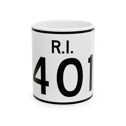 Rhode Island 401 (Rhode Island) (Road Sign) White Coffee Mug 11oz - Go Mug Yourself