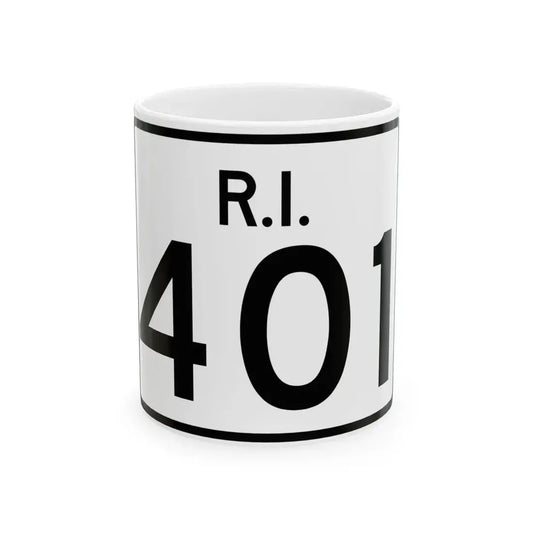 Rhode Island 401 (Rhode Island) (Road Sign) White Coffee Mug 11oz - Go Mug Yourself
