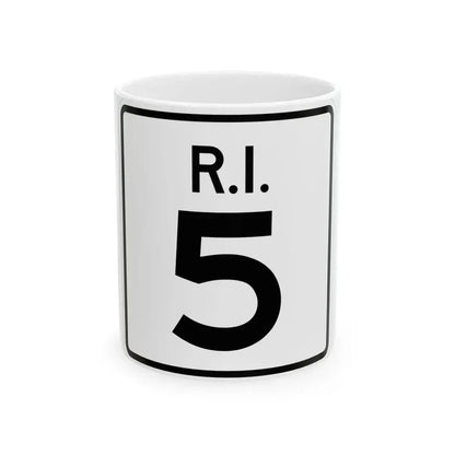 Rhode Island 5 (Rhode Island) (Road Sign) White Coffee Mug 11oz - Go Mug Yourself