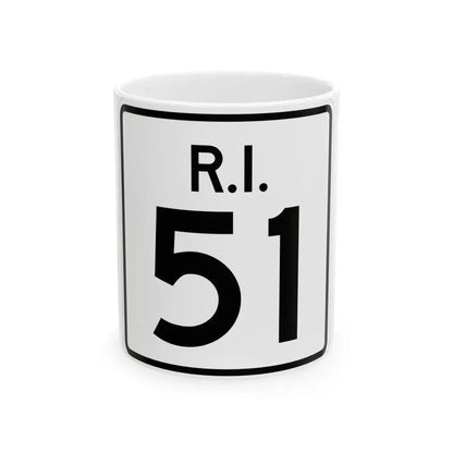 Rhode Island 51 (Rhode Island) (Road Sign) White Coffee Mug 11oz - Go Mug Yourself