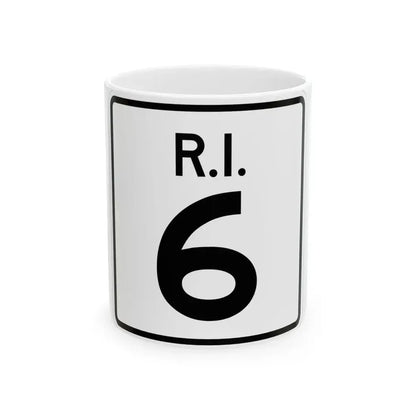 Rhode Island 6 (Rhode Island) (Road Sign) White Coffee Mug 11oz - Go Mug Yourself