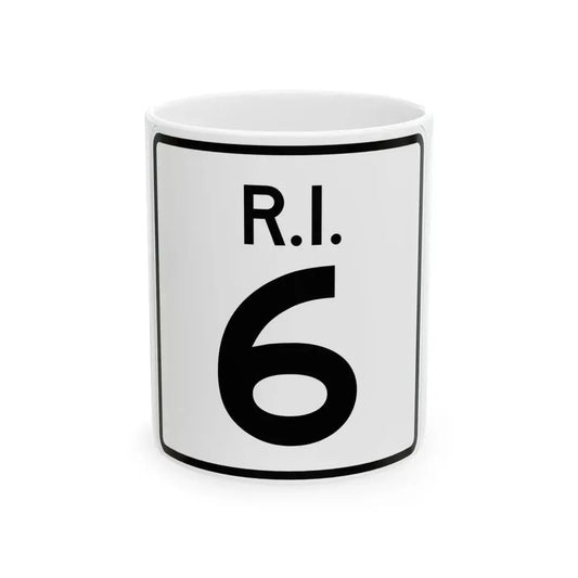 Rhode Island 6 (Rhode Island) (Road Sign) White Coffee Mug 11oz - Go Mug Yourself