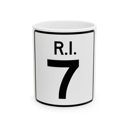 Rhode Island 7 (Rhode Island) (Road Sign) White Coffee Mug 11oz - Go Mug Yourself