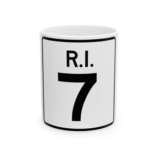Rhode Island 7 (Rhode Island) (Road Sign) White Coffee Mug 11oz - Go Mug Yourself