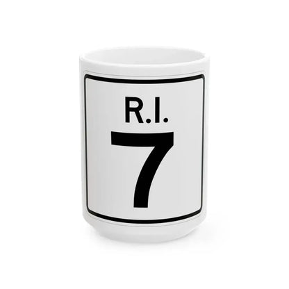 Rhode Island 7 (Rhode Island) (Road Sign) White Coffee Mug 15oz - Go Mug Yourself