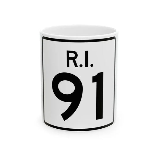 Rhode Island 91 (Rhode Island) (Road Sign) White Coffee Mug 11oz - Go Mug Yourself
