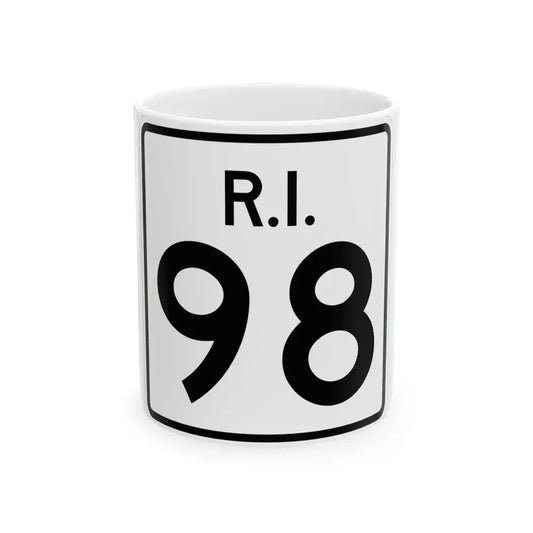 Rhode Island 98 (Rhode Island) (Road Sign) White Coffee Mug 11oz - Go Mug Yourself