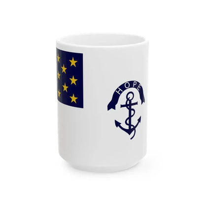 Rhode Island Regimental Flag (United States) White Coffee Mug 15oz - Go Mug Yourself