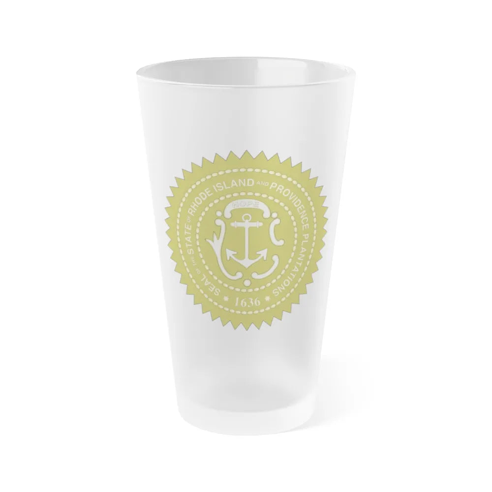 Rhode Island State Seal 2 - Frosted Pint Glass 16oz-16oz-Frosted-Go Mug Yourself