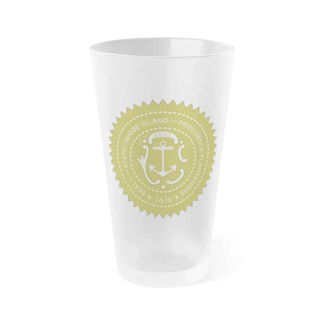 Rhode Island State Seal 2 - Frosted Pint Glass 16oz 16oz Frosted - Go Mug Yourself