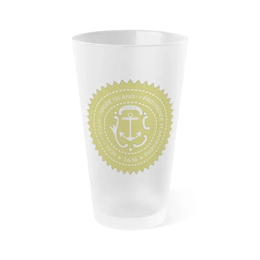 Rhode Island State Seal 2 - Frosted Pint Glass 16oz 16oz Frosted - Go Mug Yourself