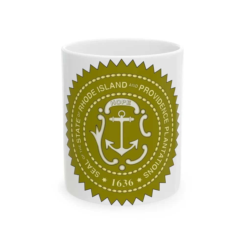 Rhode Island State Seal 2 - White Coffee Mug-11oz-Go Mug Yourself