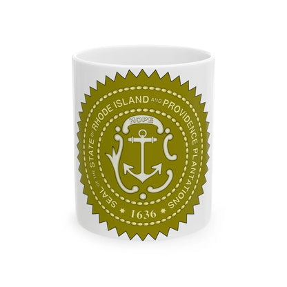 Rhode Island State Seal 2 - White Coffee Mug-11oz-Go Mug Yourself