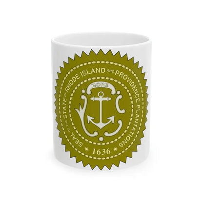 Rhode Island State Seal 2 - White Coffee Mug 11oz - Go Mug Yourself