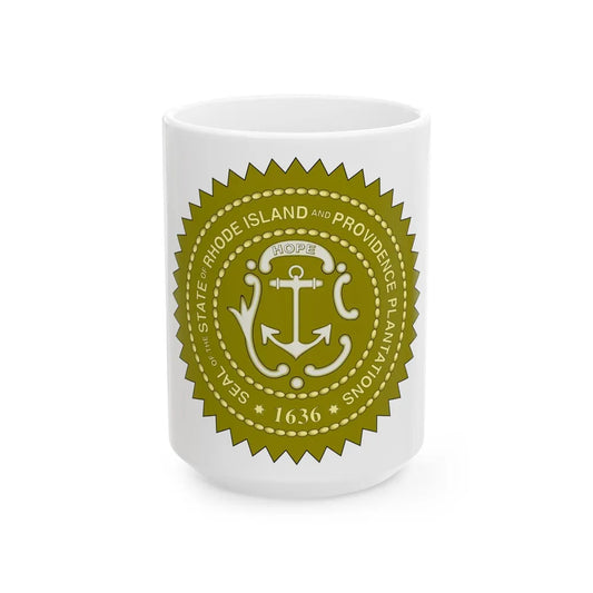 Rhode Island State Seal 2 - White Coffee Mug-15oz-Go Mug Yourself