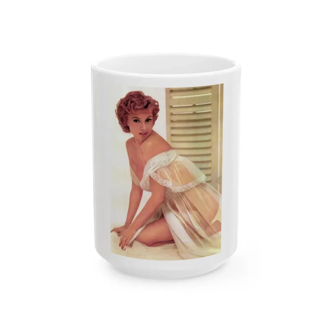 Rhonda Fleming #05 (Vintage Female Icon) White Coffee Mug 15oz - Go Mug Yourself