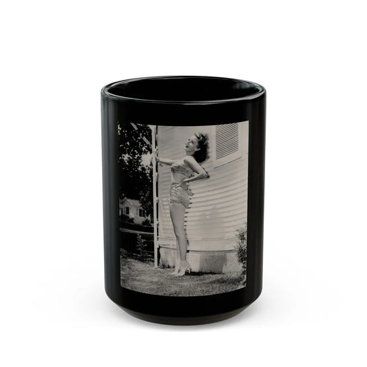 Rhonda Fleming #141 (Vintage Female Icon) Black Coffee Mug-15oz-Go Mug Yourself