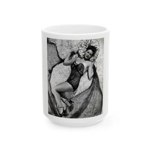 Rhonda Fleming #142 (Vintage Female Icon) White Coffee Mug 15oz - Go Mug Yourself