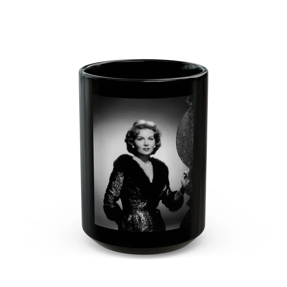 Rhonda Fleming #155 (Vintage Female Icon) Black Coffee Mug-15oz-Go Mug Yourself