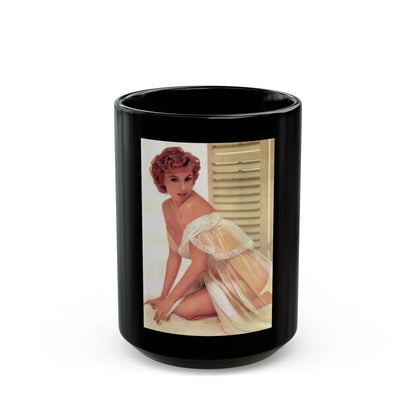 Rhonda Fleming #158 (Vintage Female Icon) Black Coffee Mug-15oz-Go Mug Yourself