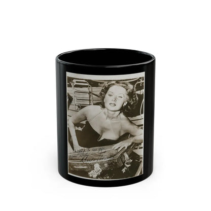 Rhonda Fleming #163 (Vintage Female Icon) Black Coffee Mug-11oz-Go Mug Yourself