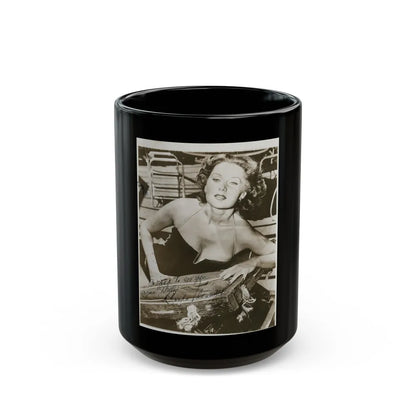 Rhonda Fleming #163 (Vintage Female Icon) Black Coffee Mug-15oz-Go Mug Yourself