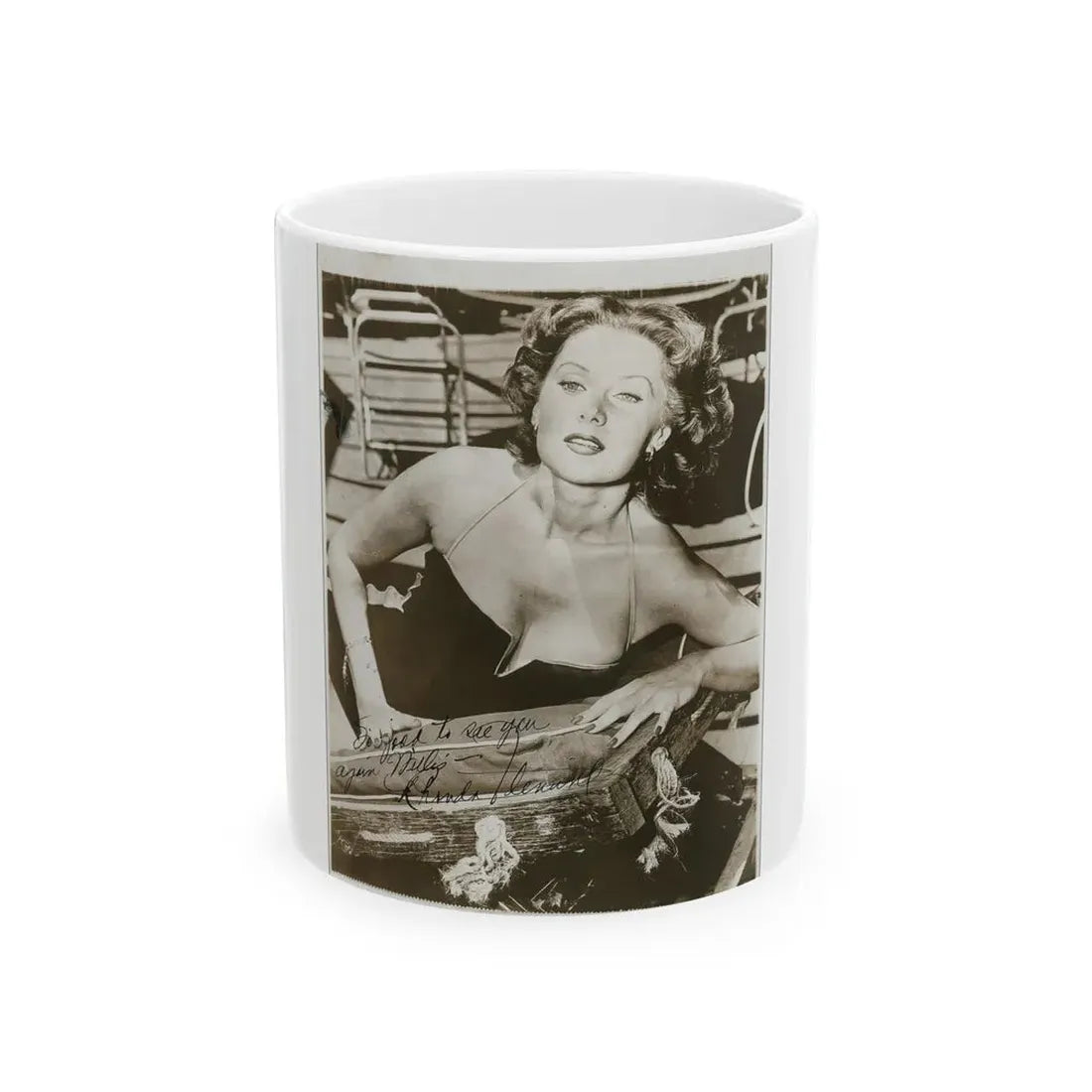 Rhonda Fleming #163 (Vintage Female Icon) White Coffee Mug 11oz - Go Mug Yourself