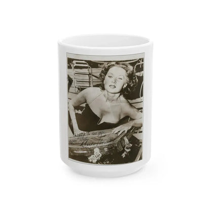 Rhonda Fleming #163 (Vintage Female Icon) White Coffee Mug 15oz - Go Mug Yourself