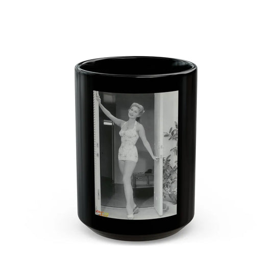 Rhonda Fleming #165 (Vintage Female Icon) Black Coffee Mug-15oz-Go Mug Yourself