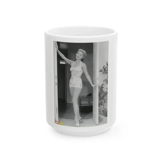Rhonda Fleming #165 (Vintage Female Icon) White Coffee Mug 15oz - Go Mug Yourself