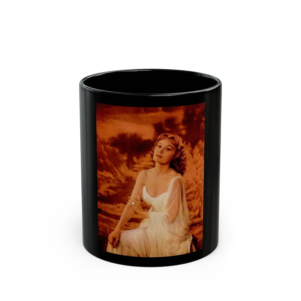 Rhonda Fleming #167 (Vintage Female Icon) Black Coffee Mug-11oz-Go Mug Yourself