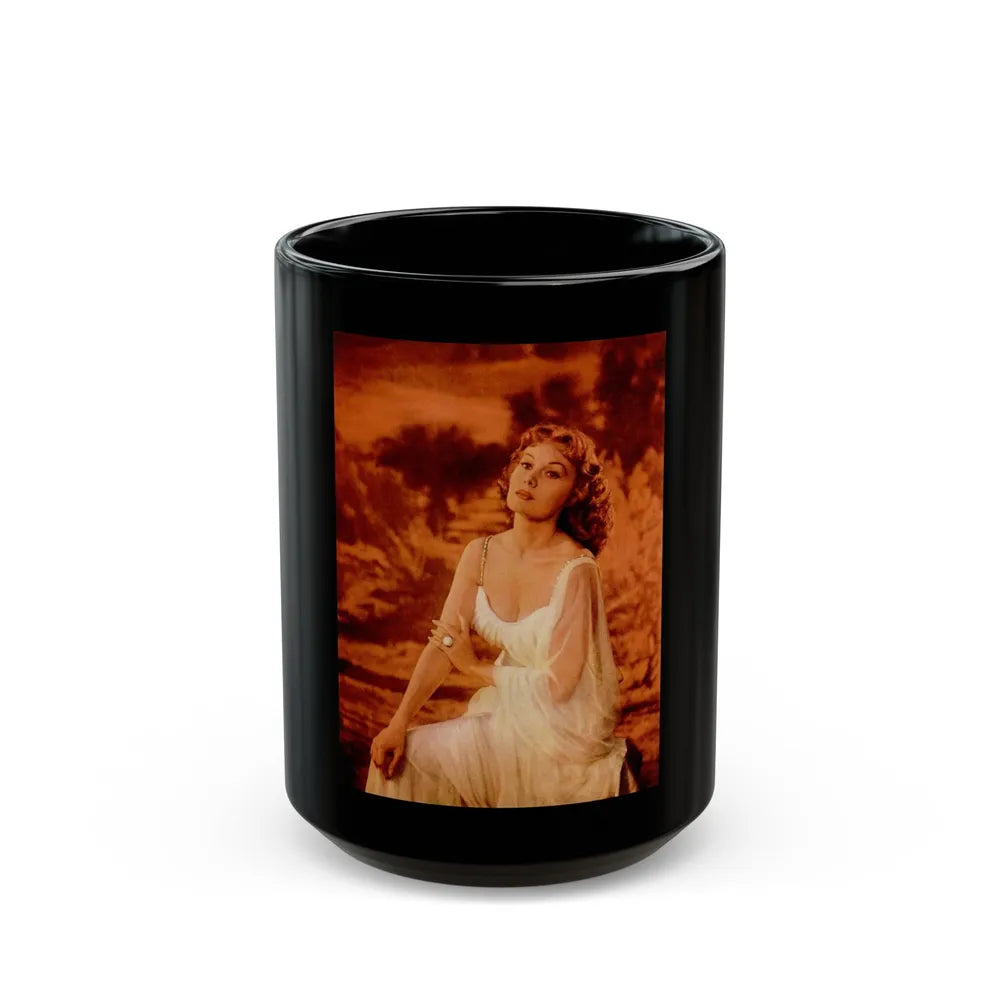 Rhonda Fleming #167 (Vintage Female Icon) Black Coffee Mug-15oz-Go Mug Yourself