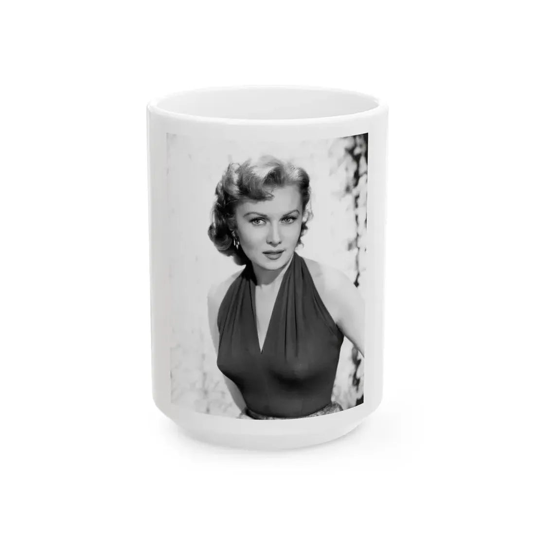 Rhonda Fleming #168 (Vintage Female Icon) White Coffee Mug 15oz - Go Mug Yourself