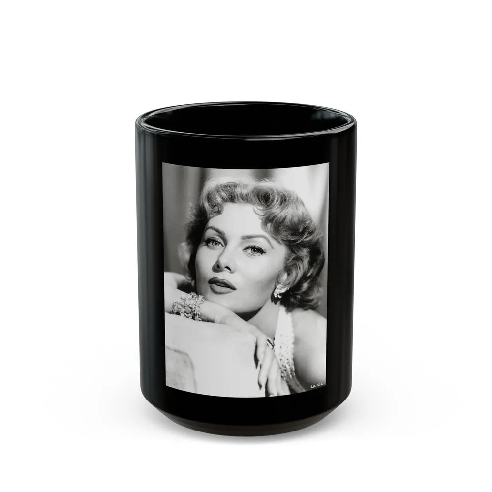 Rhonda Fleming #169 (Vintage Female Icon) Black Coffee Mug-15oz-Go Mug Yourself