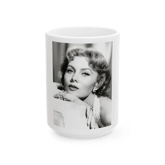 Rhonda Fleming #169 (Vintage Female Icon) White Coffee Mug 15oz - Go Mug Yourself