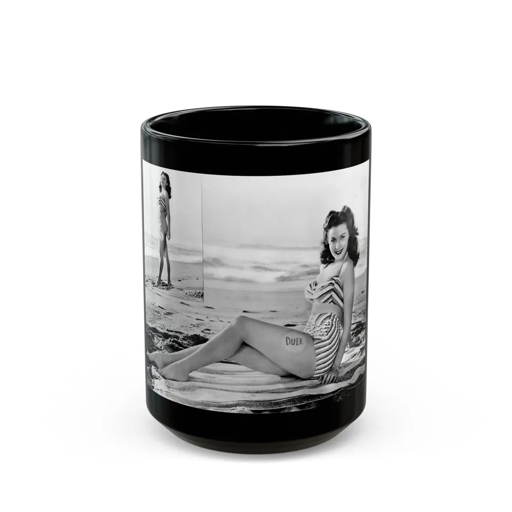 Rhonda Fleming #1731 (Vintage Female Icon) Black Coffee Mug-15oz-Go Mug Yourself