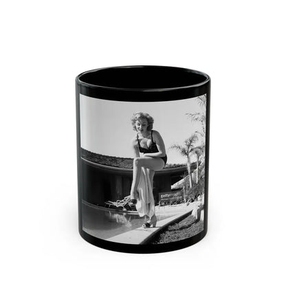 Rhonda Fleming #176 (Vintage Female Icon) Black Coffee Mug-11oz-Go Mug Yourself